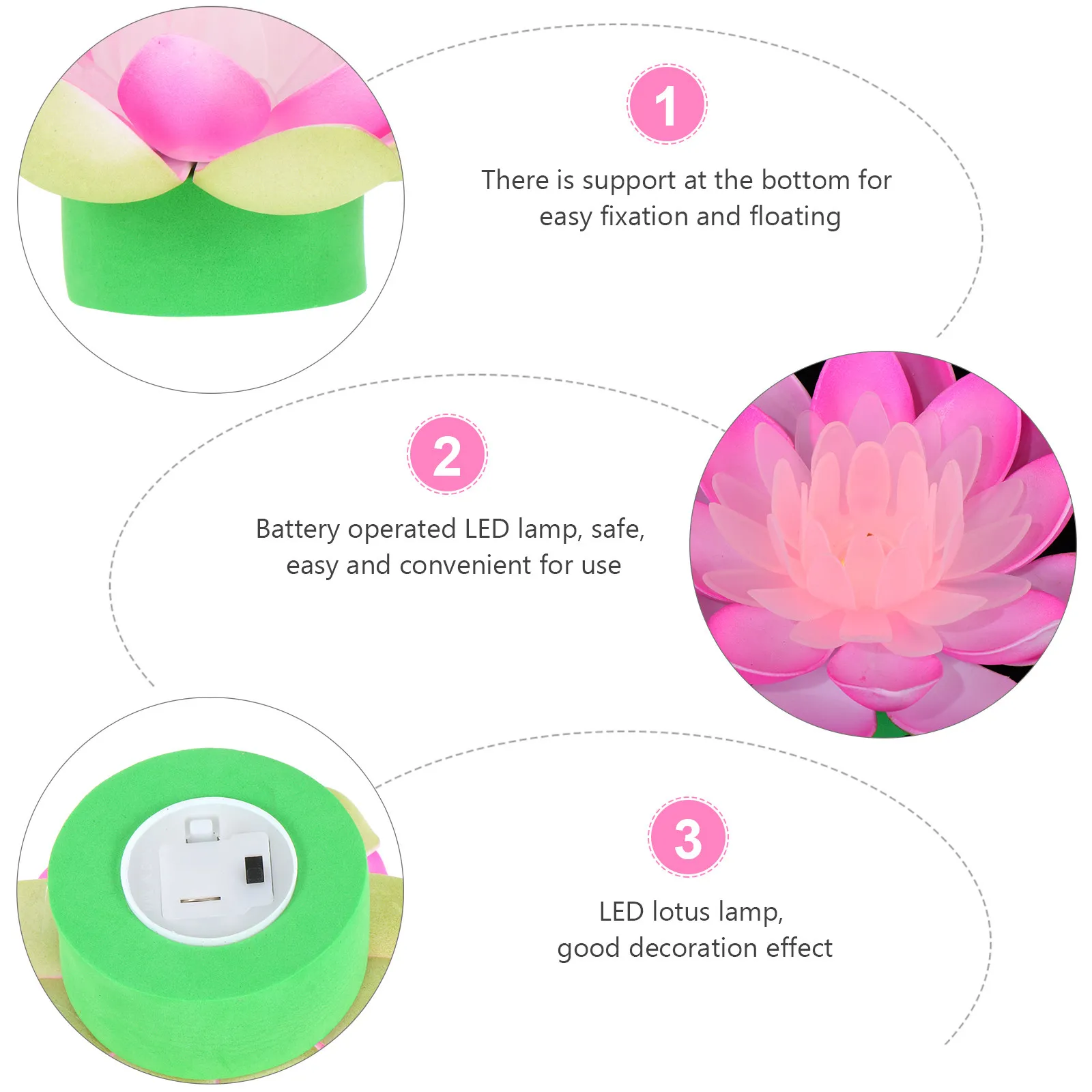 

Lotus Light Lamp LED Illuminated Decor Powered Portable Compact for Home Temple Wedding Party Buddhist Events