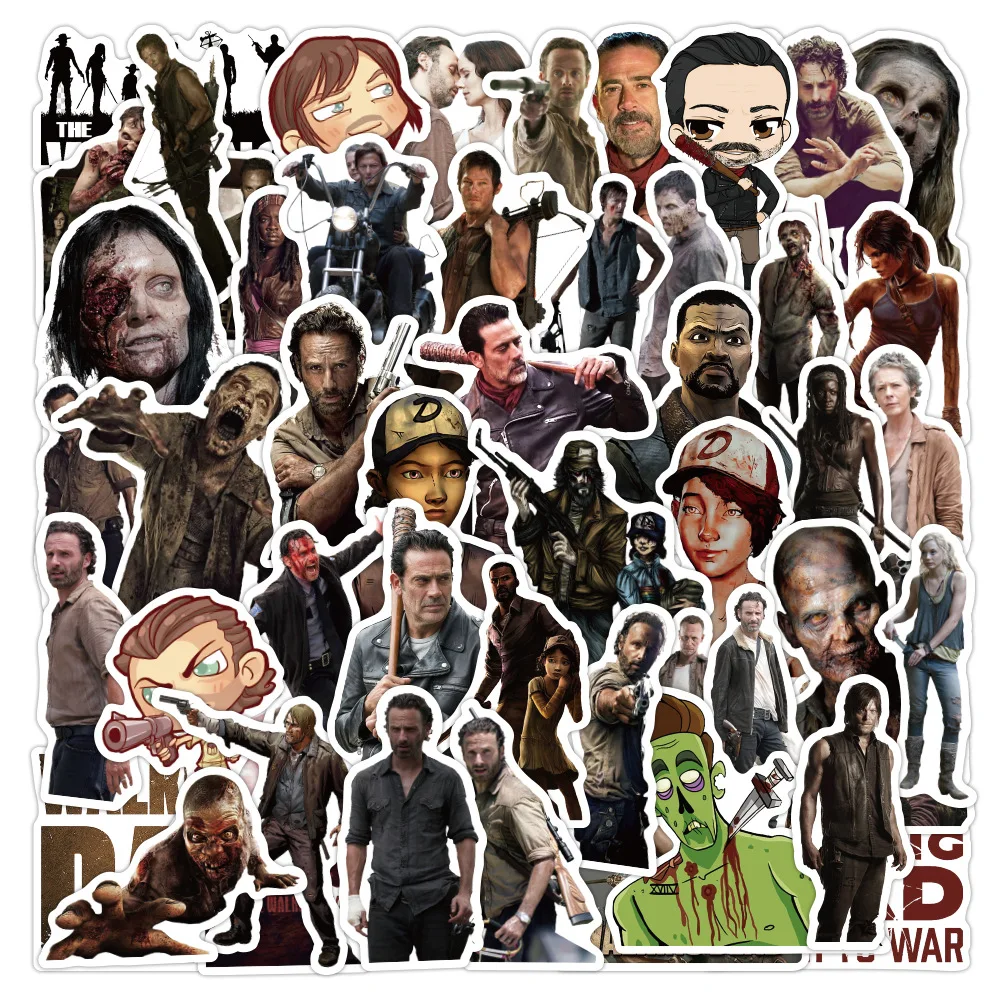 50 pçs the walking dead graffiti adesivo thriller drama americano bagagem copo de água scooter adesivo decorativo à prova dwaterproof água