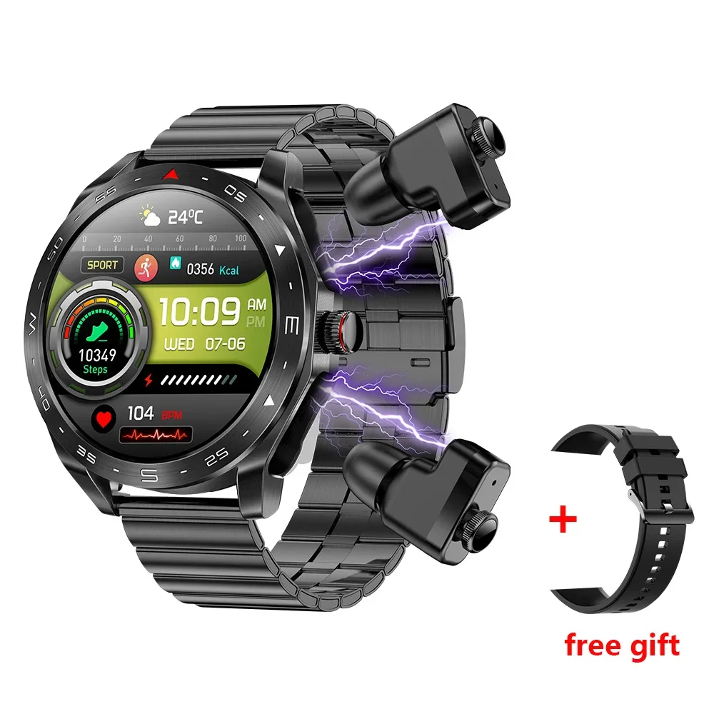 2024 T95 Outdoor Smart Watch with earbuds TWS 2 in 1 Headphones 1.52inch Screen Local Music  Sports Smartwatch Wireless Earphone