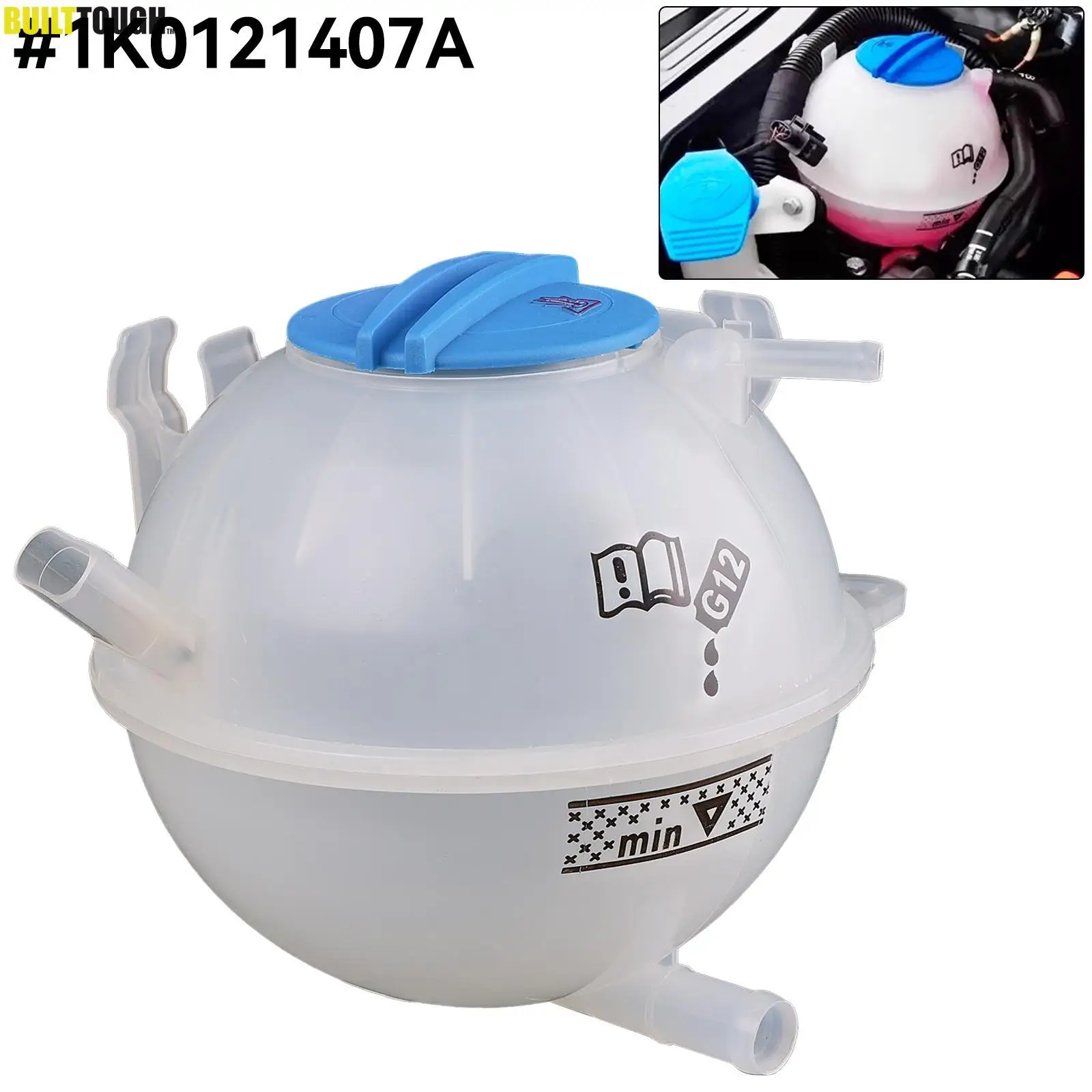 Coolant Radiator Reservoir Expansion Tank W/ Cap 1K0121407A For Audi A3 Q3 TT VW Jetta Golf MK5 MK6 Tiguan Passat CC Beetle Eos