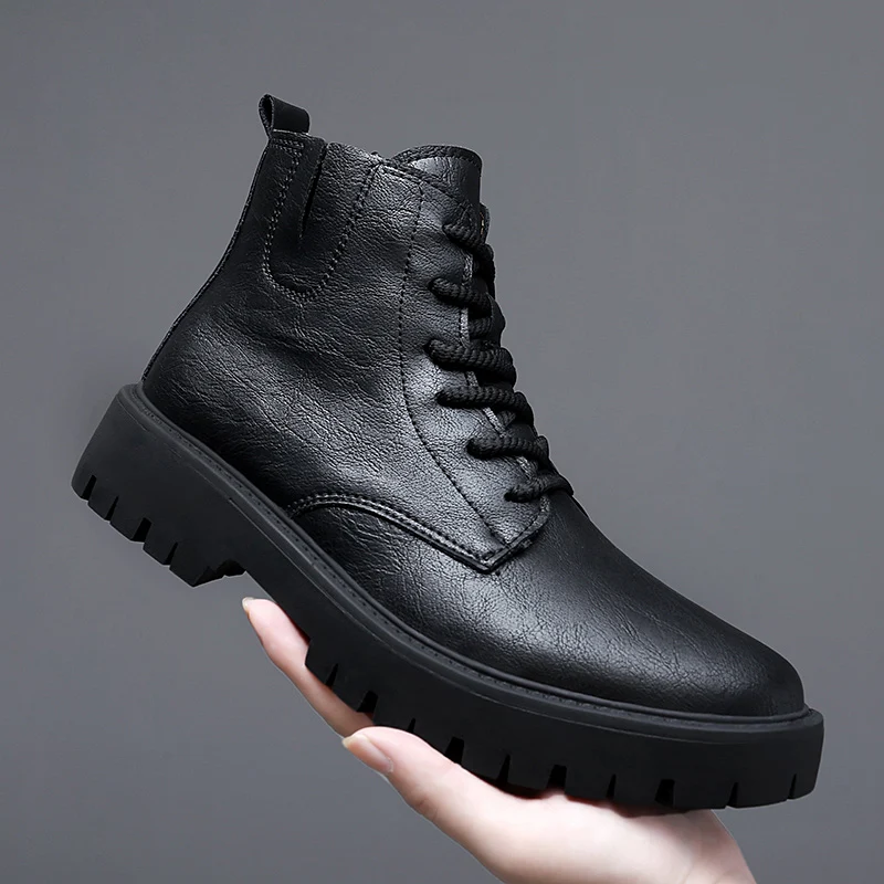 

Men High Top Boots with Thick Soles Comfortable Classic Bare Boots Business Casual Men Boots Sizes 37-47