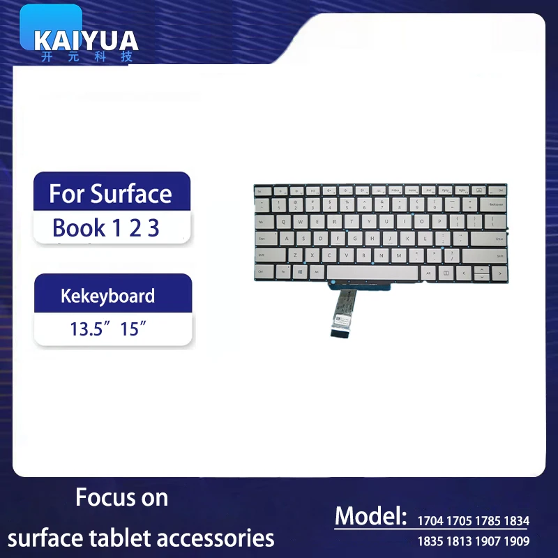 

FOR Microsoft Surface Book 1 2 3 Keyboard Base 1704 1705 1785 1834 1835 1813 1907 1909 1908 Silver US 13.5 "15"