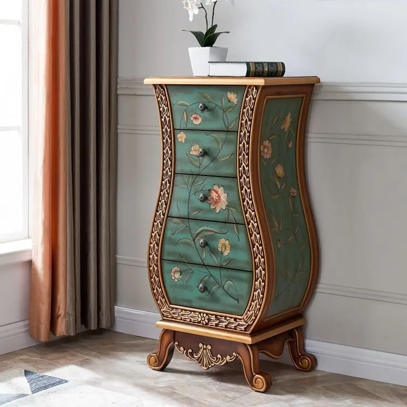 

European style three four five chest cabinet decorative storage solid wood storage American drawer painted storage