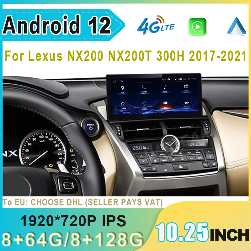 

Автомагнитола на Android 12, 128 ГБ для Lexus NX NX200 NX200T 300h 2014-2021, мультимедийный видеоплеер, Авторадио для CarPlay