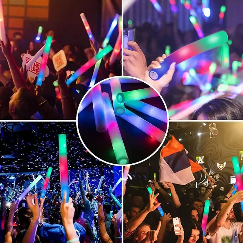 10pcs/15pcs Foam Glow Sticks LED Foam Sticks Glow Sticks Glow Wands Flashing Light Stick Glow Glow In The Dark Party Supplies