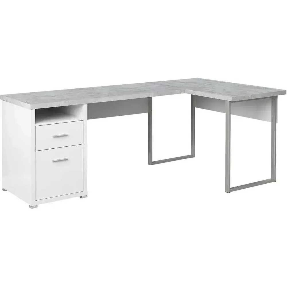 80 Long White/Cement Computer Desk, Left or Right Facing