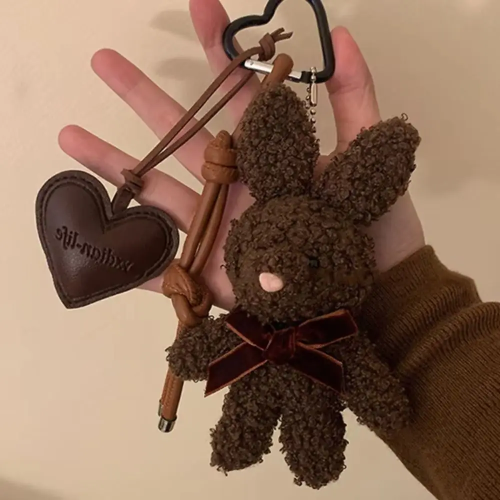 Süßer flauschiger Kaninchen-Schlüsselanhänger, weicher Cartoon-Kaninchen-Anhänger, Y2K, niedlicher gefüllter Rucksack-Anhänger, hängende Ornamente