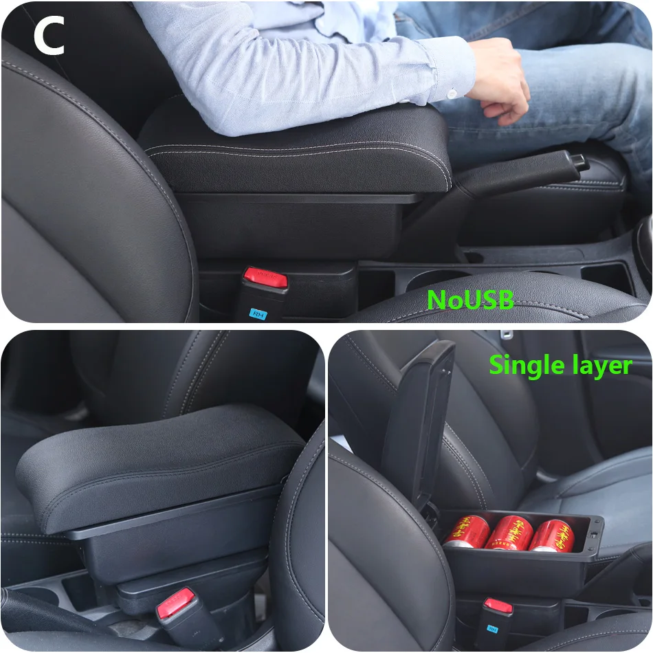 For Kia Picanto Armrest Box For Kia Picanto 3X-Line Car Armrest Curved Surface leather Simple installation Storage box Interior