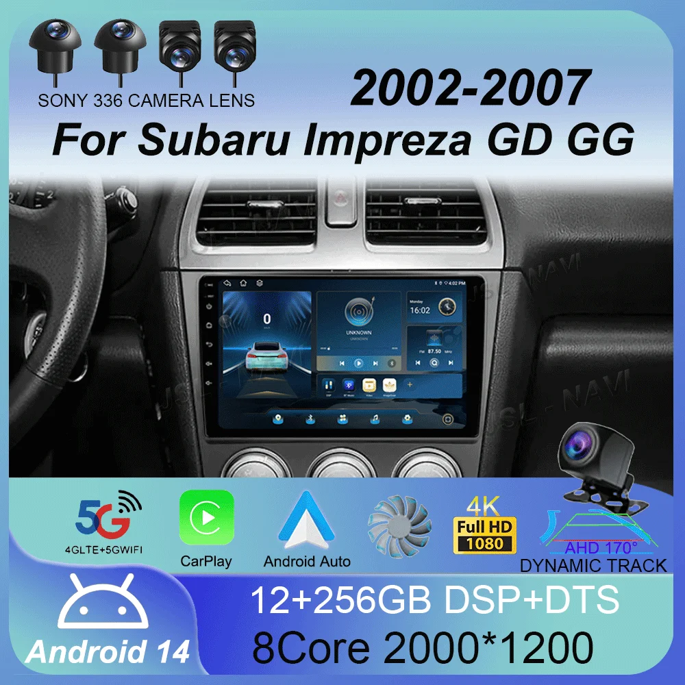 Android 14 For Subaru Impreza GD GG 2002 2003 2004 2005 2006 2007 Car Radio Multimedia Player GPS Audio 2Din Head Unit Stereo 4G