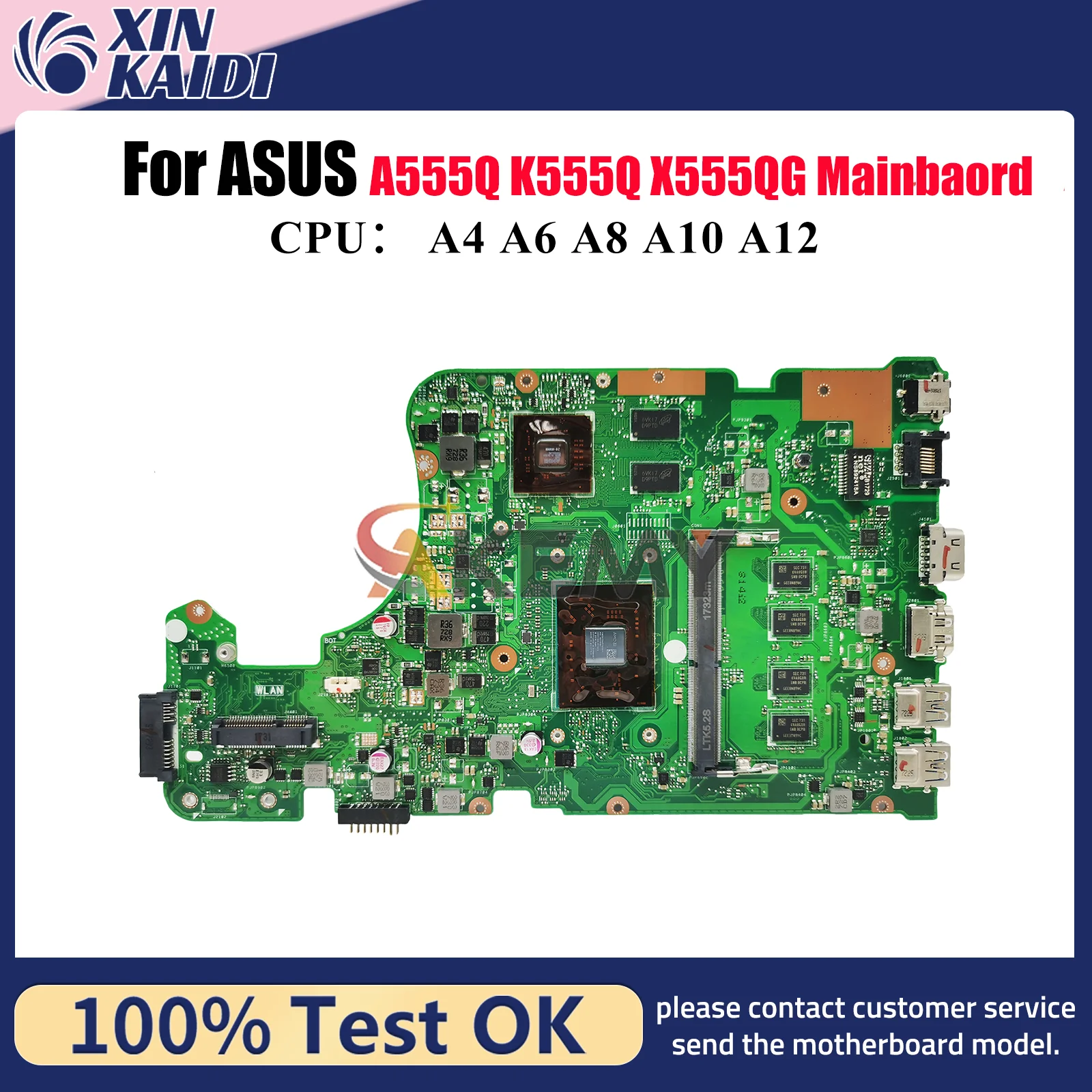 

X555QG Laptop Motherboard For ASUS VivoBook X555Q K555Q A555Q X555QG Notebook Mainboard With A4 A6 A8 A10 A12 CPU 100% tests OK