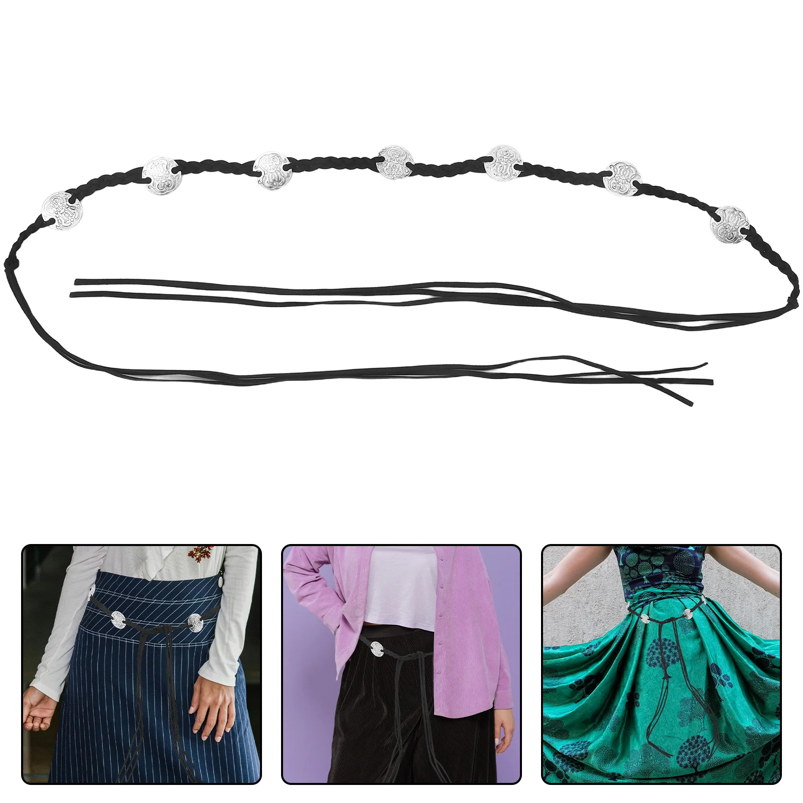 

Women's Boho Belt Braided Macrame Adjustable Tassel Tie Waistband Dresses Skirts Festival Vacation Outfit Chic Accessory