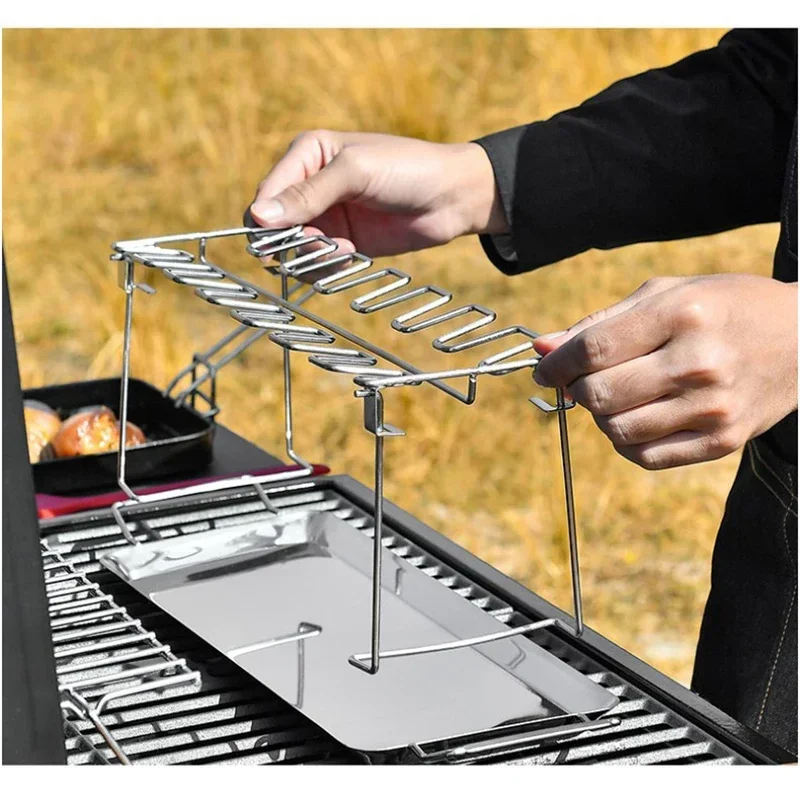 

1 Set Barbecue Grilling Baking Cooking Pans Non-Stick Bottom Plate Roast Chicken Rack With Tray BBQ Accessories Tools