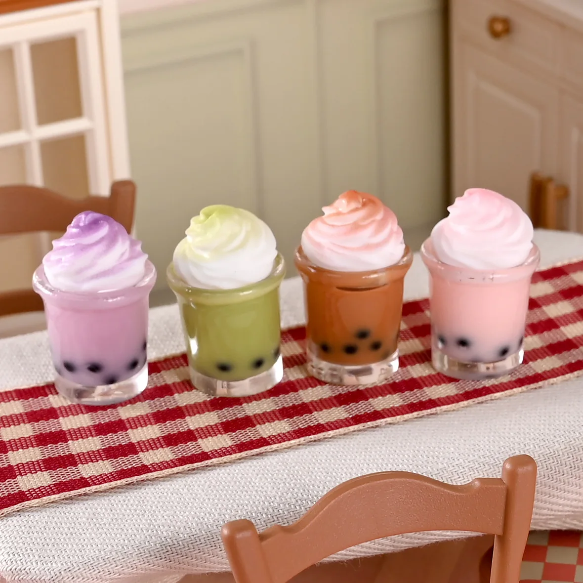 5pcs Dollhouse Bubble Tea Drink Cup Crean Drink Miniature Model Food Play Drinking Store Decoration Desktop Home Decor