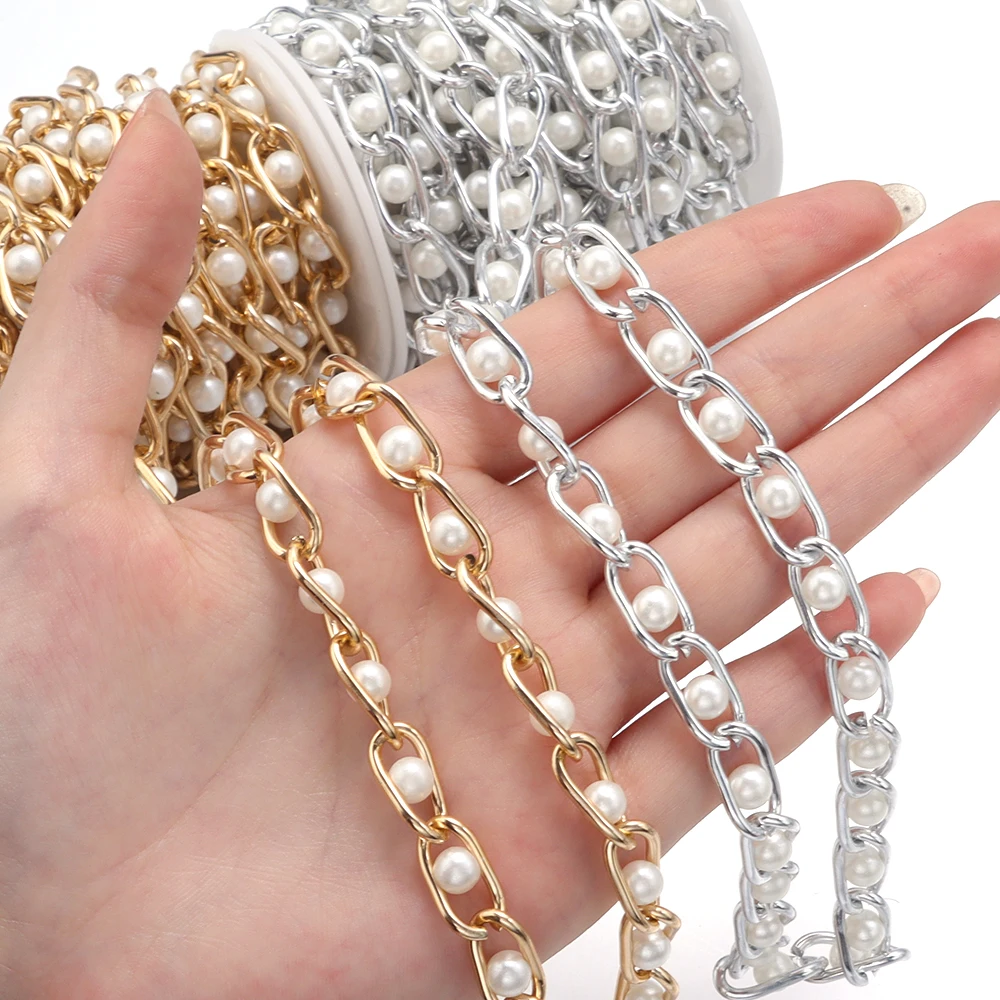 

5yards Pearl Aluminum Link Chains Metal Twist Chain For Jewelry Making DIY Necklace Bracelet Bag Chain Belt Chain Accessories