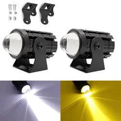 Motorcycle Mini Driving Light Dual Color For Headlight Auxiliary Spotlight Lamp R ATV Scooter Moto Fog Light Accessories 9-36V