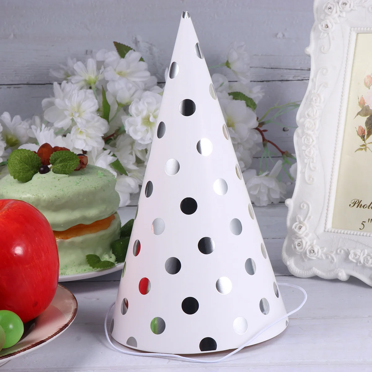 

10Pcs Birthday Party Hats Paper Triangle Gilding Stripe Birthday Hats for Party Photo Props