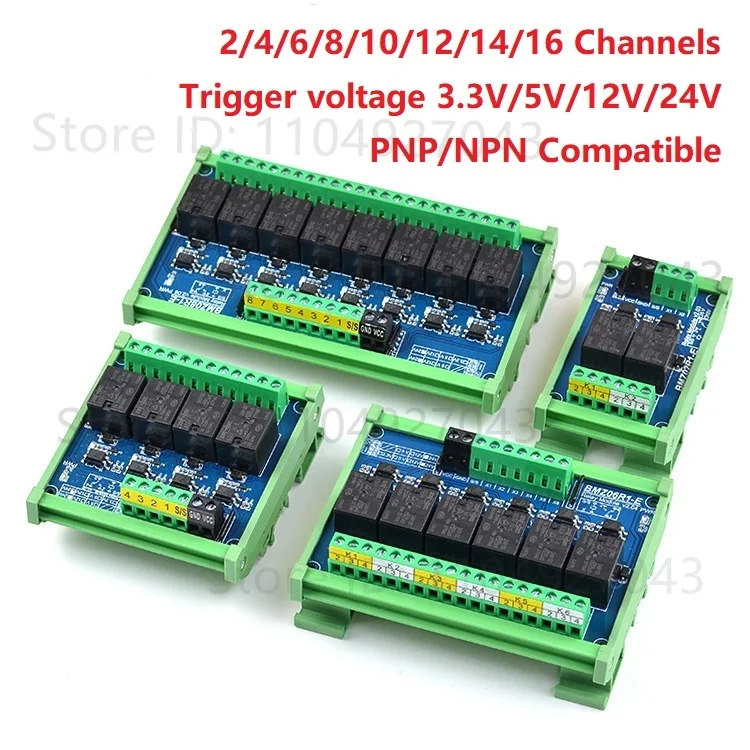 2-16-チャンネル-io-plc-信号アンプリレーモジュールトリガー電圧-18v-30v-pnp-npn-互換オプトカプラ絶縁-din-レールマウント