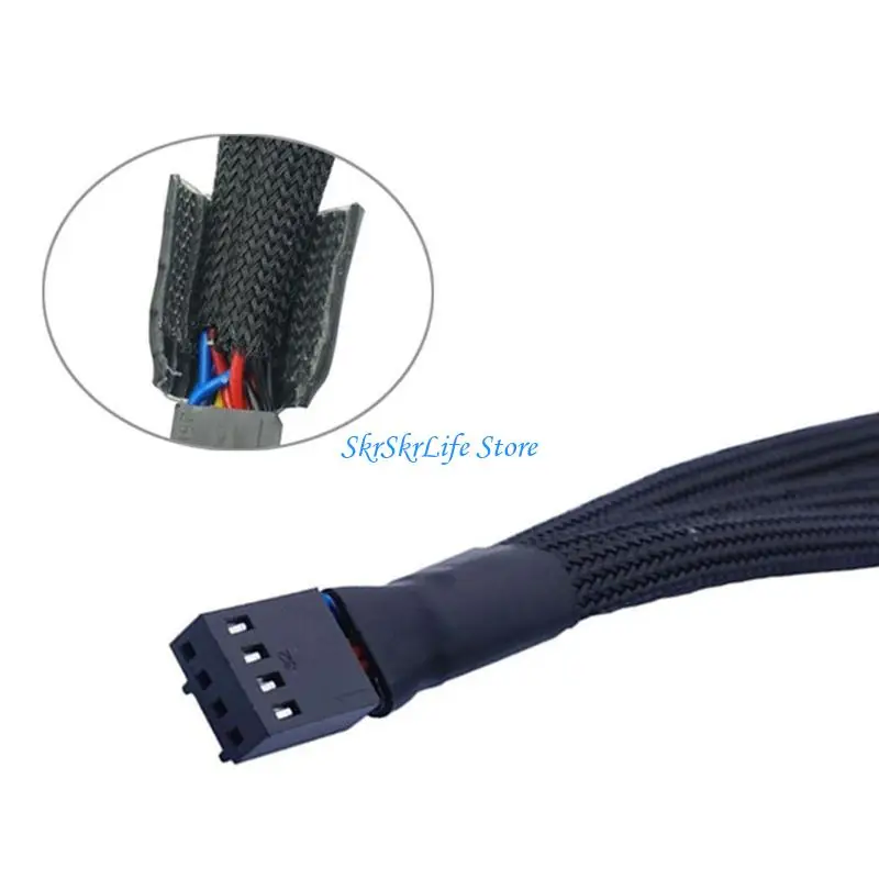 E65E Case Fan Power Splitter Hub 4 Pin To 4 Way Cable Motherboard CPU PWM Expansi