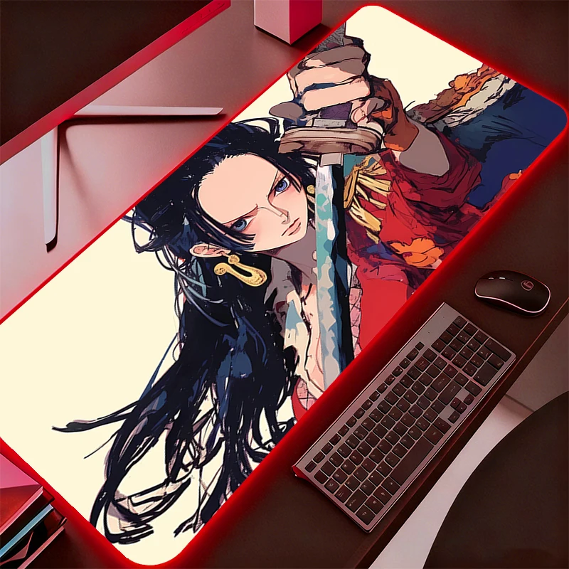 One Piece LED Mouse Pad Backlight Gamer Gaming Accessories Speed Keyboard Rubber Lock Edge RGB Desk Mat Laptop Fashion