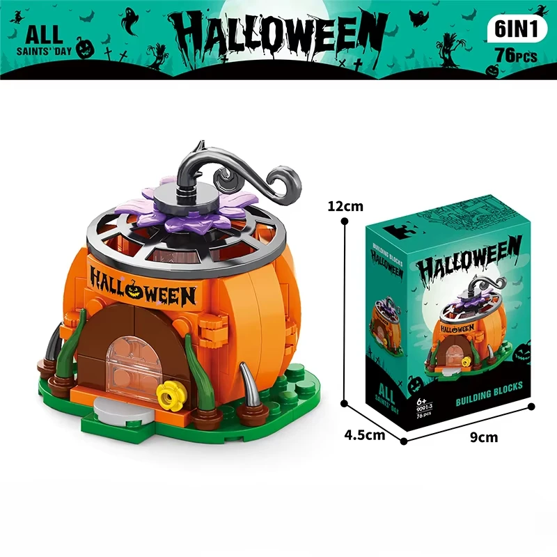 TOYLINX Modello fai da te Serie Halloween Set di blocchi di costruzione Casa di zucca Giocattolo educativo da costruzione Regali per bambini Decorazione