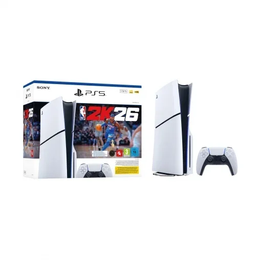 Playstation 5 slim with disc drive + NBA 2K26 console, lightweight design for easy transport, includes multi-language support and ultra-fast performance for an immersive gaming experience. #1