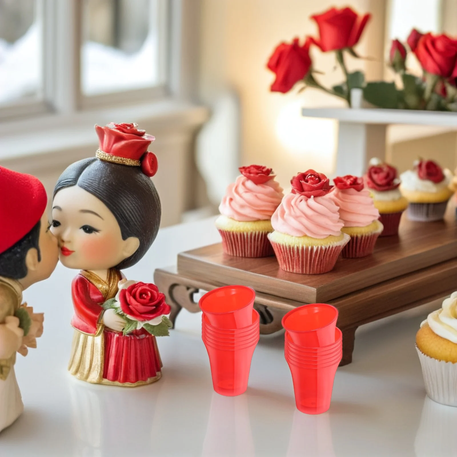 

200Pcs Mini Communion Cups Plastic Disposable Red Clear Holy Water Church Sacrament Drinking Vessel Party Supplies