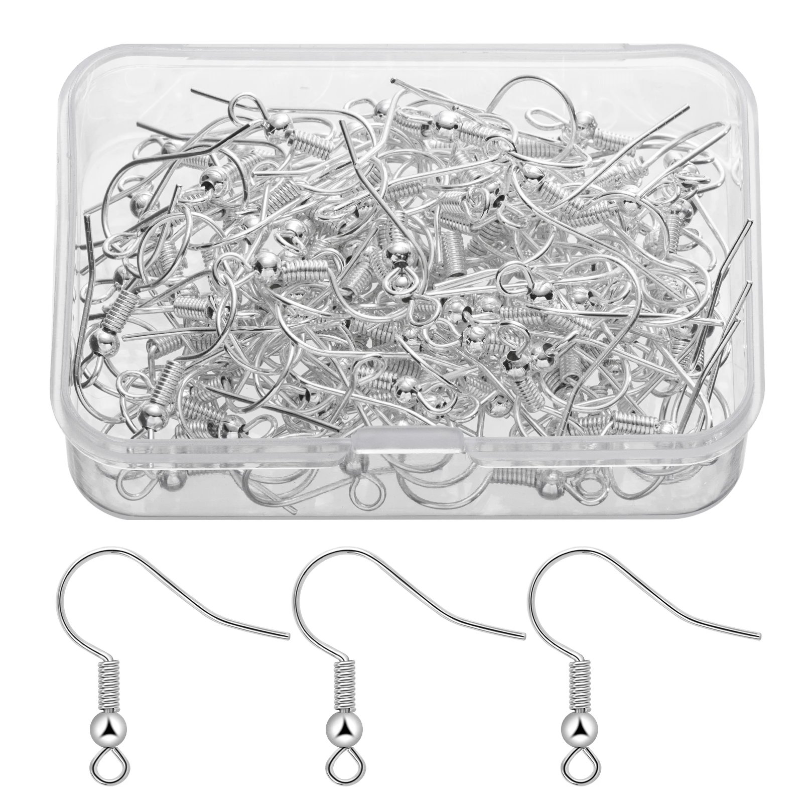 

120PCS Hypoallergenic Silver Earring Hooks for Jewelry Making Earring Making Supplies Kit with Earring Hooks