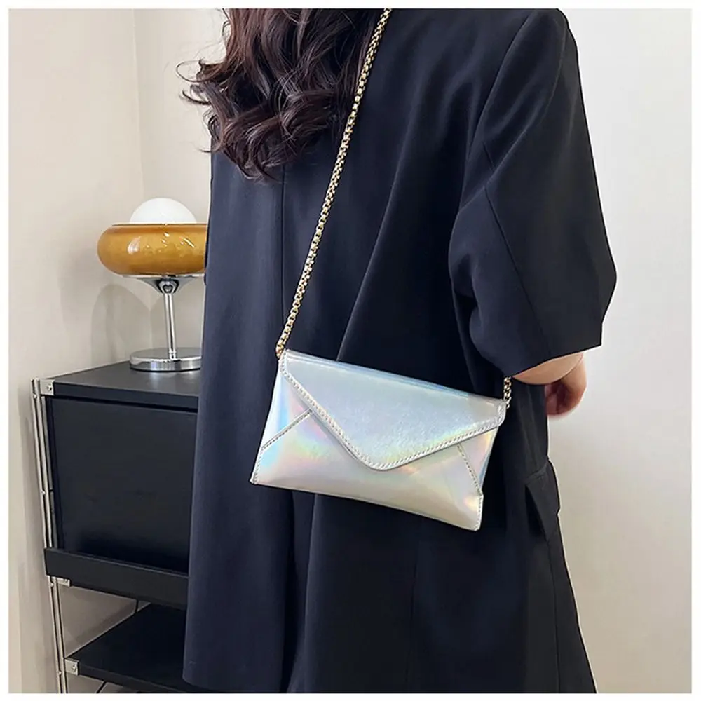 Fashion Women\'s Evening Shoulder Bag PU Leather Clutch Purse Wedding Party Prom Wedding Envelope Handbag Silver Crossbody Bag