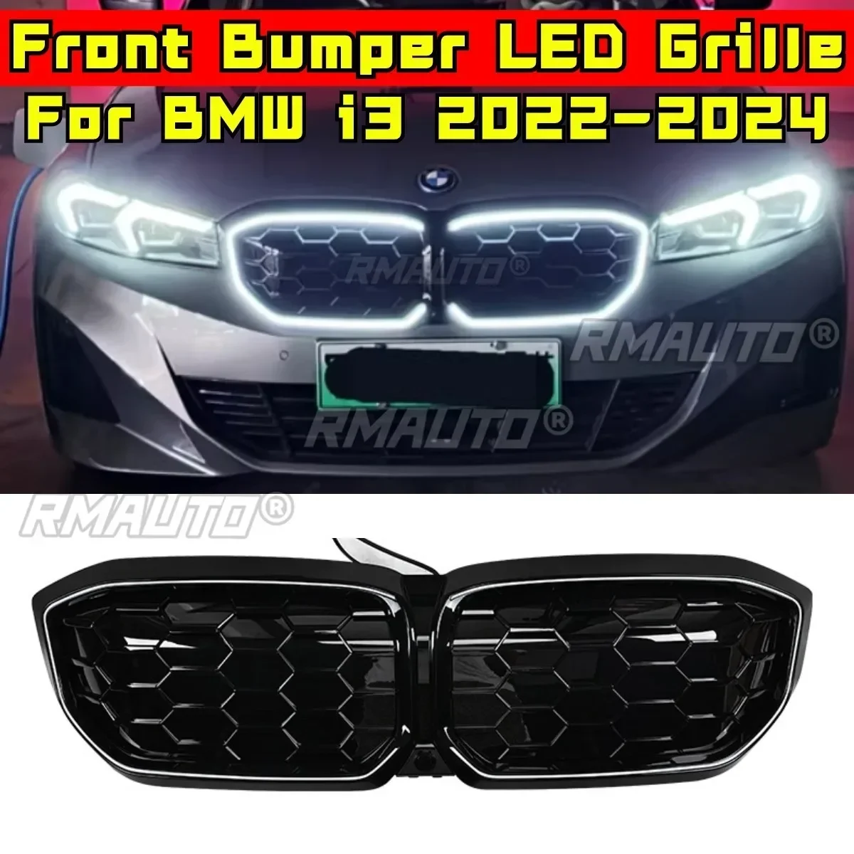 LED Front Grill For BMW 3 Series i3 2022-2024 Car Front Bumper Grillg Modification Part Front Bumper LED Grille Car Accessories