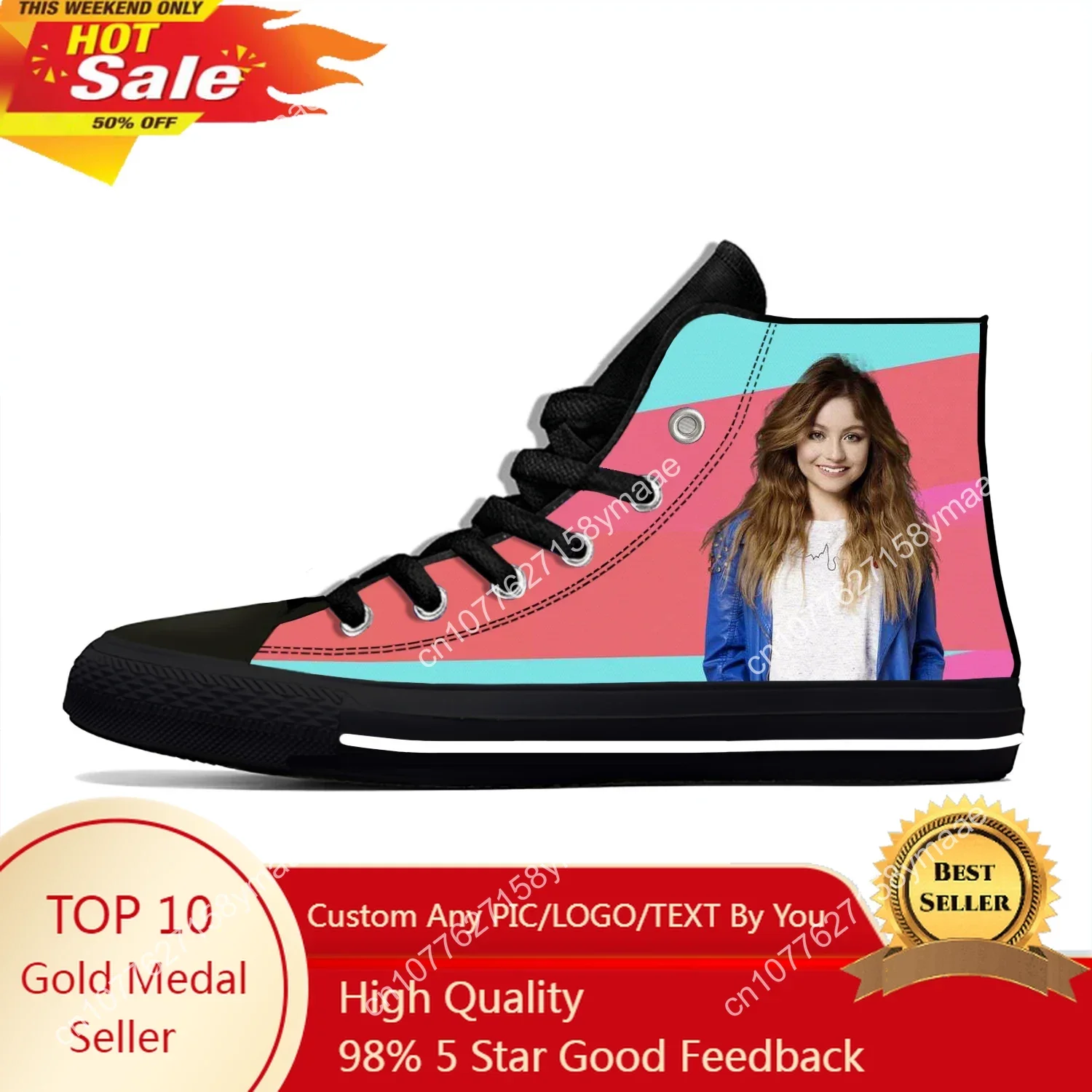 

Soy Luna Girl Printing Cute Novelty Design Lightweight Canvas Shoes Men Women Casual Breathable Sneakers High Top Board Shoes