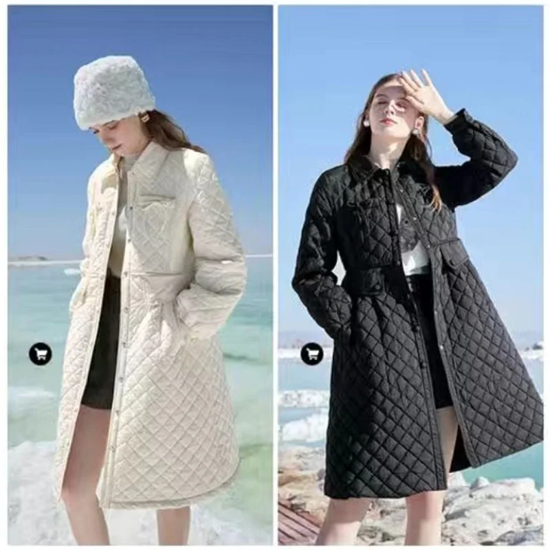 2023 Autumn and Winter New Cotton Coat Classic Diamond Bow Doll Skirt Warm Coat Fashion Down Cotton Coat