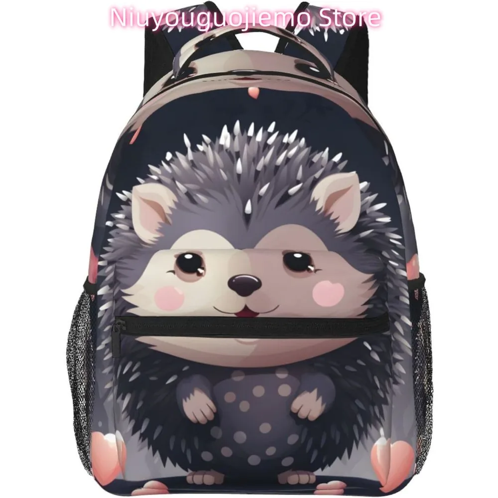 

Cute Hedgehog Lightweight Laptop Backpack Lightweight Multipurpose Travel Casual Daypack Unisex College Backapcks for Men Women