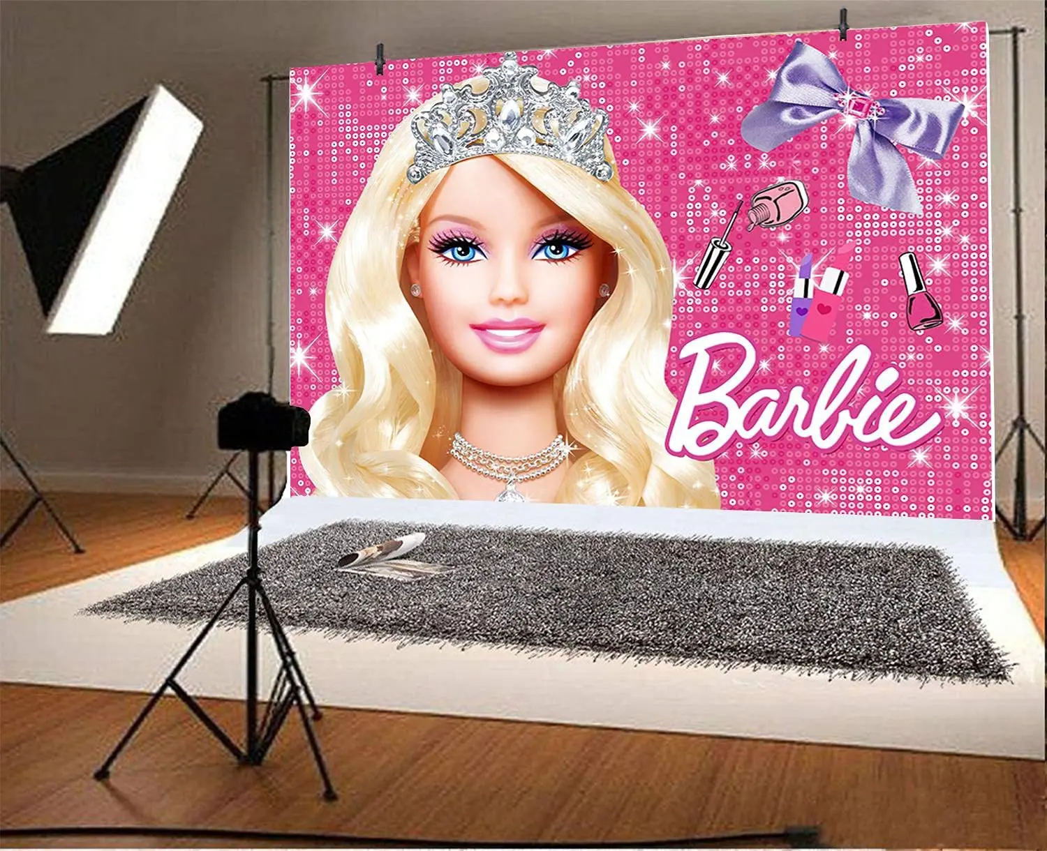 150*100CM Pink Barbies Series Birthday Party Atmosphere Decoration Supplies Background Cloth Photography Cloth Birthday Supplies