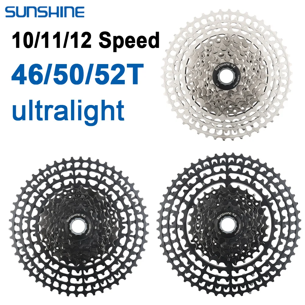 SUNSHINE-Cassette ultraligero para bicicleta de montaña, piñón HG 10/11/12 velocidades 11-46/50/52T K7 11V 12V, rueda libre para M4100 5100