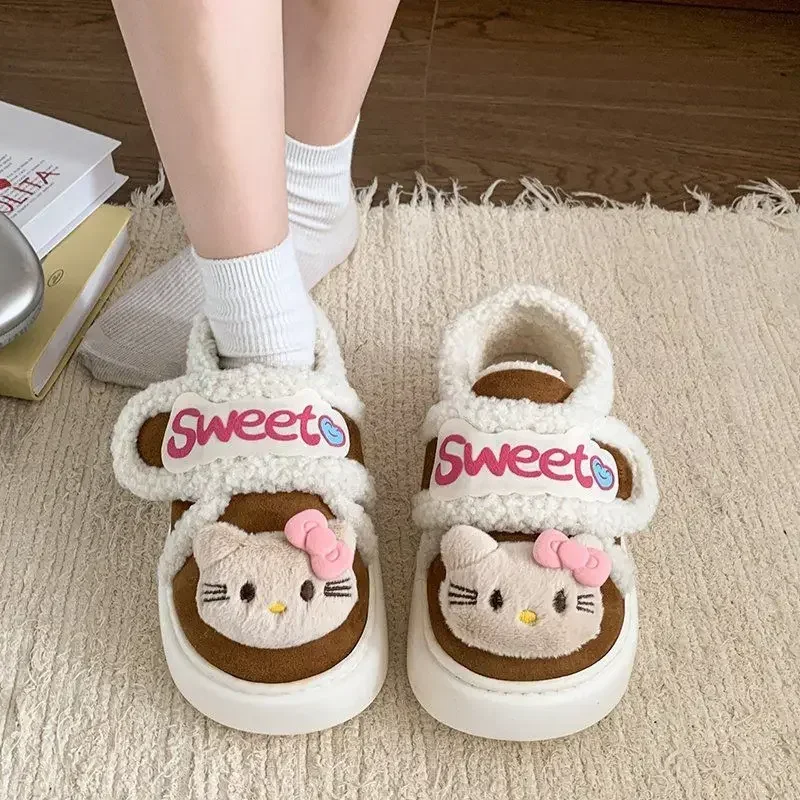 

Sweet Anime Kawaii Hello Kitty Fashion Lovely Doll Cute Hello Kitty Thick Ins Soled Shoes Cute Cotton Shoes Gifts for Girls