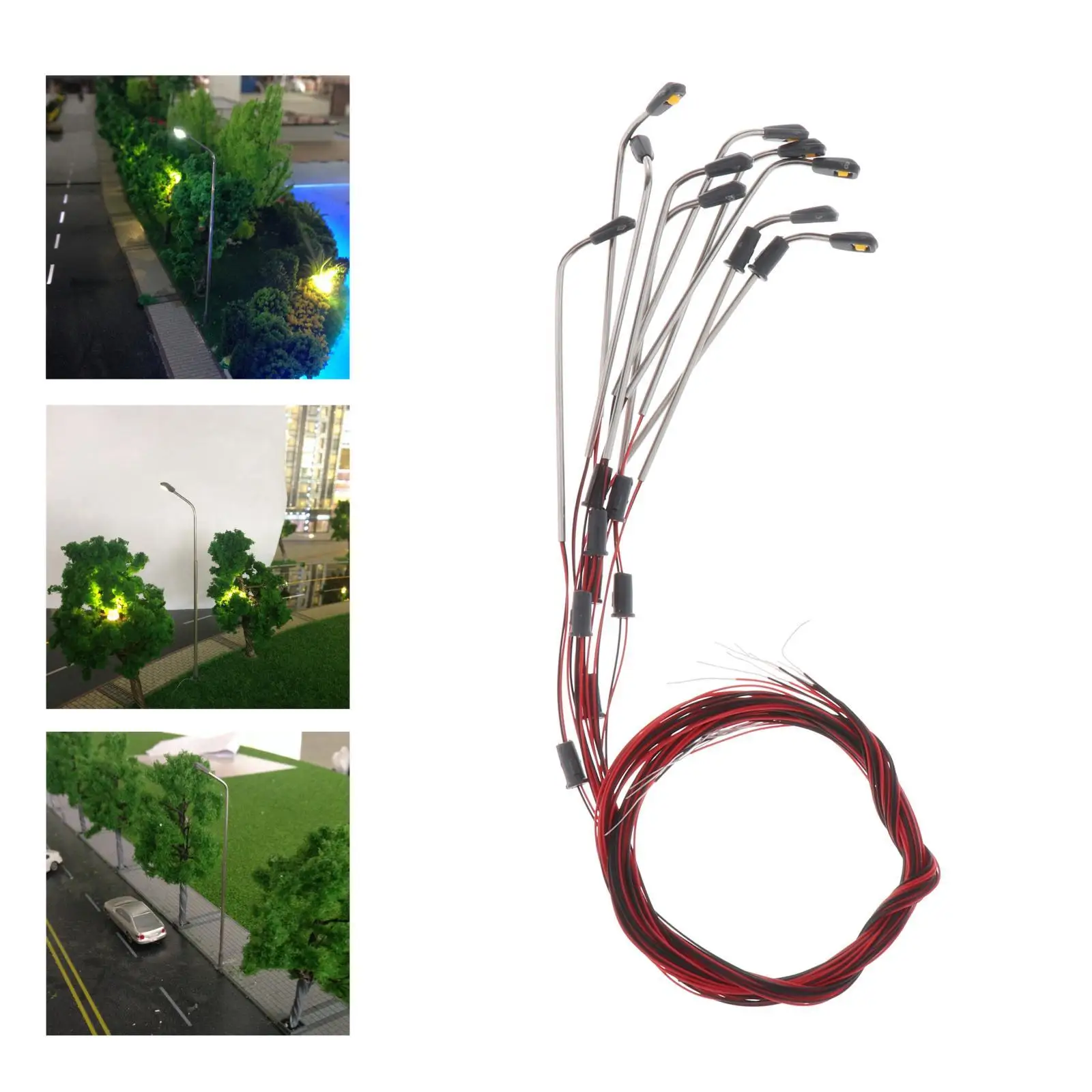 10 Buah Diorama Tiang Lampu 3V Lanskap Lampu Tunggal Kereta Api 1:200
