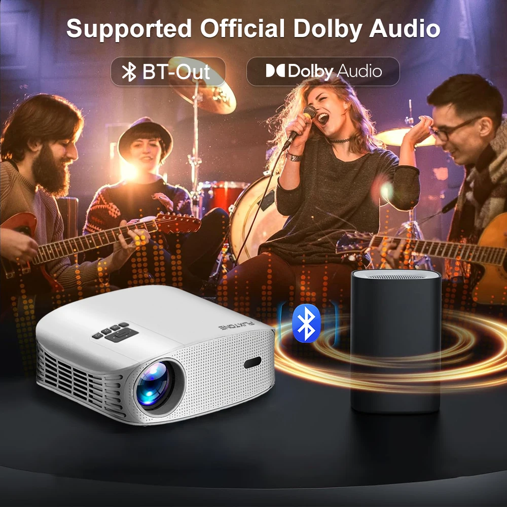 جهاز عرض FlinxTone D8W 4K بتركيز تلقائي صغير للمنزل الذكي عالي الدقة 1080 بكسل للمسرح المنزلي متعاطي المخدرات