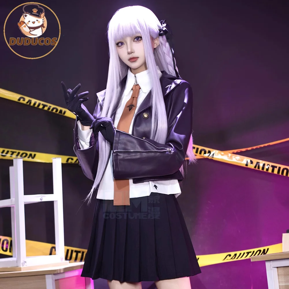 

Киригири Киоко Косплей Костюм Игра DanganronpaDUDU-SR Женский Черный Кожаный Костюм Киригири Киоко Косплей Парик Костюм