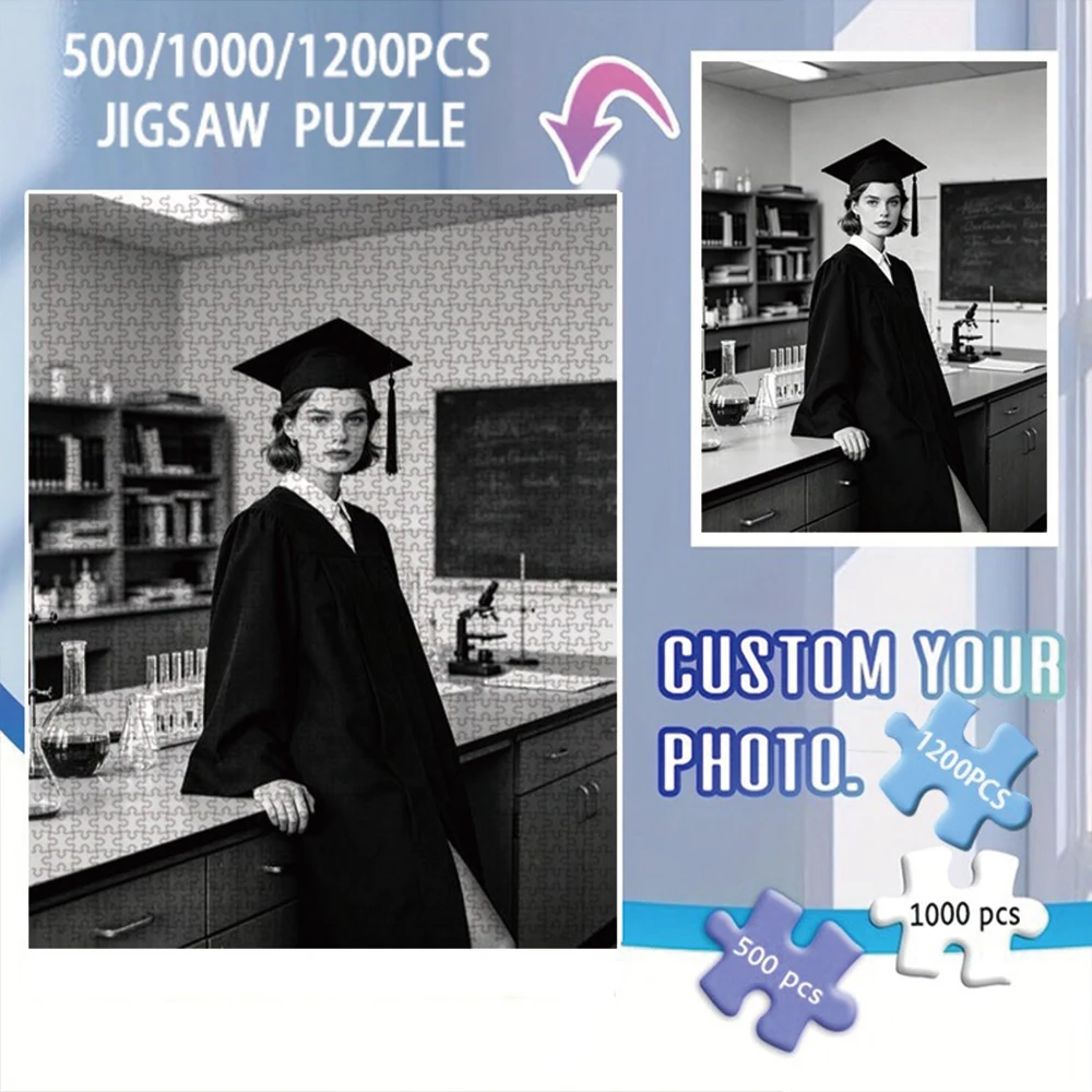 35/300/500/1000pcs Personalized Custom Photo Puzzle Couple Photos Assembling Picture