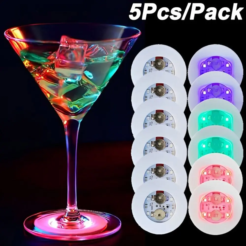 5PCS Decor Lamp Bar Light Festival Bright Lamp Bottle Stickers Lights Glow LED Glass Sticker Party Decor