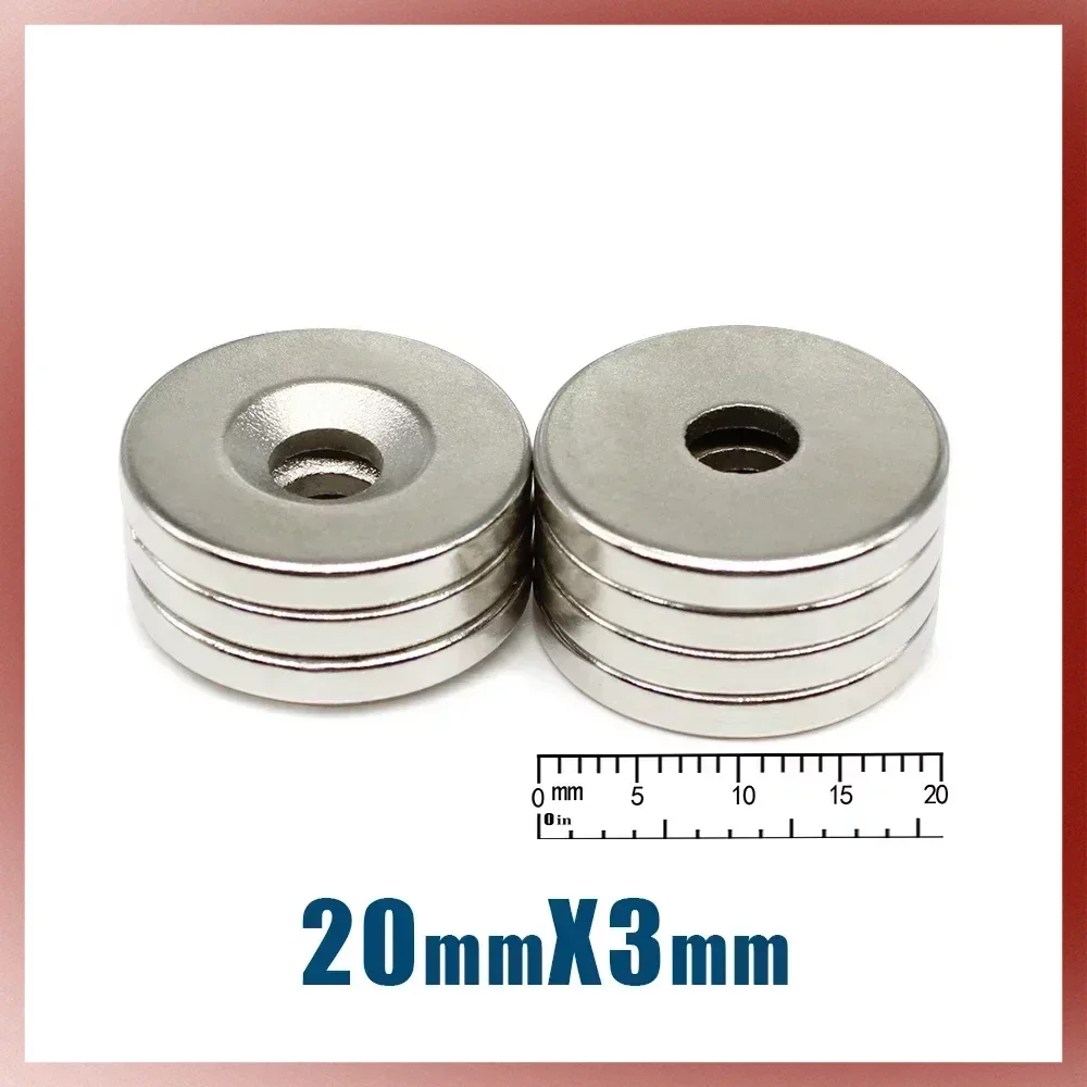 10/20/50/100PCS 20x3-5mm Countersunk Round Search Magnet with Hole Disc Permanent Super Strong N35 Neodymium Magnet