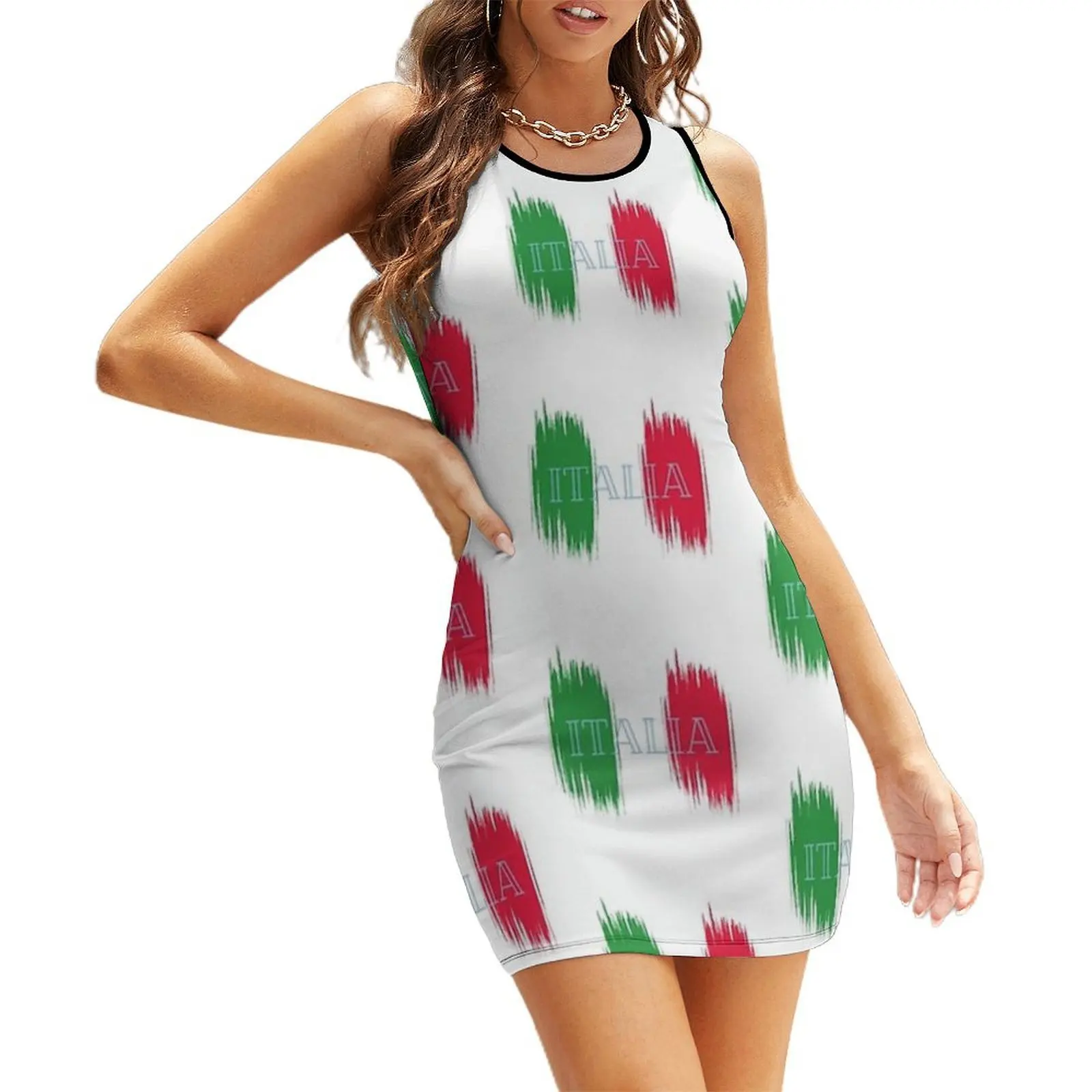 

Italy with italian flag Sleeveless Sundress Beachwear Woman dresses Dress for girls Clothing female
