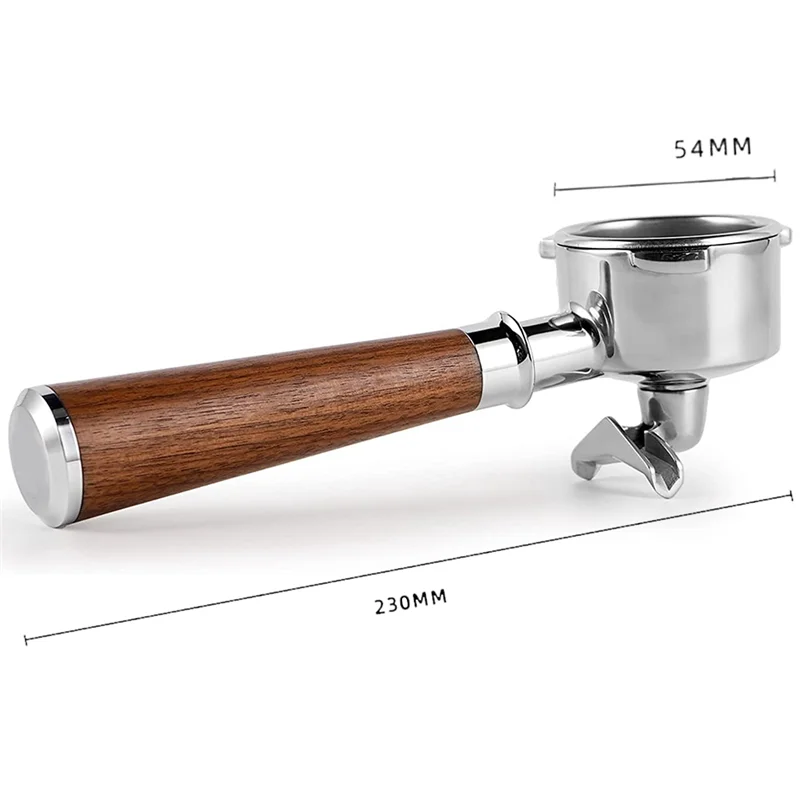Портафильтр для эспрессо A74G-54 мм, портафильтр для кофе с двойным носиком, портафильтры из нержавеющей стали и ручкой из орехового дерева