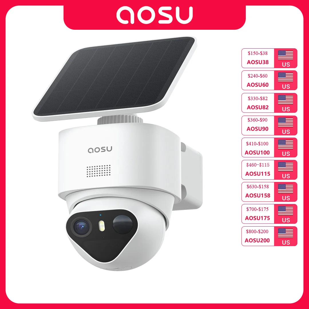 AOSU Ultra 8MP 9200mAh Solar Camera Wireless Outdoor Camera TrueColor Night Vision AI Triple Detection 360° Auto Tracking