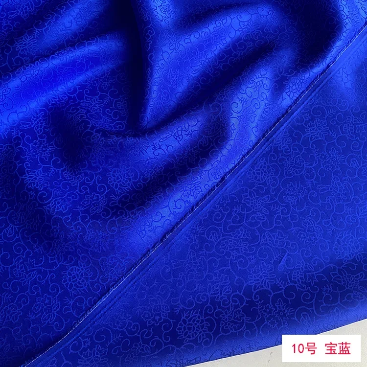 Authentic Silk Jacquard Mulberry Satin Fabric Tangkai Pattern Straight-Cut Qipao, Hanfu, and Traditional Chinese Clothing.