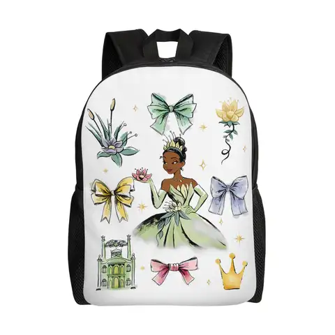 The Princess and The Frog Tiana Watercolor Backpack  Backpacks Youth Modern High School Bags Designer Breathable Rucksack