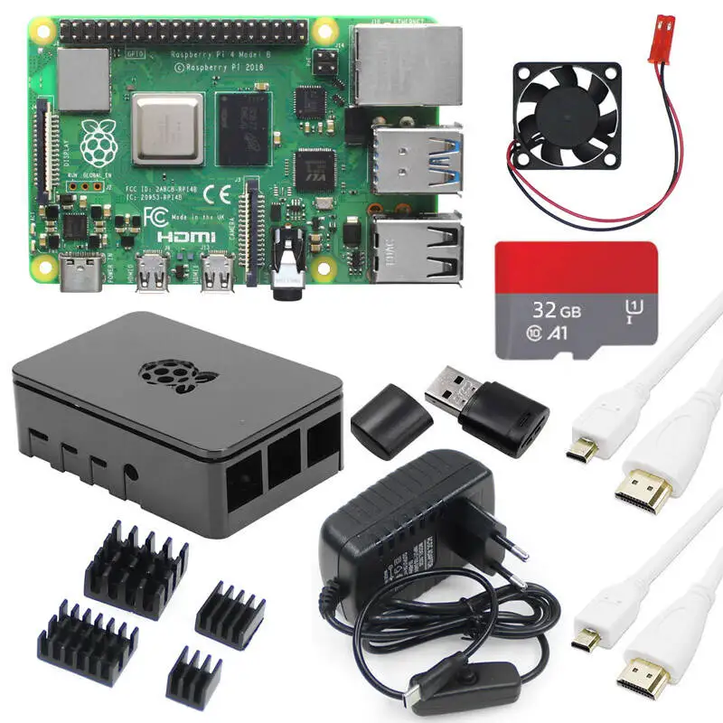 Raspberry Pi 4B 8GB Basic Kit with Case Power Plug SD Card Raspberry Pi 4 4GB 2GB 1GB RAM Single Board Linux SBC Computer