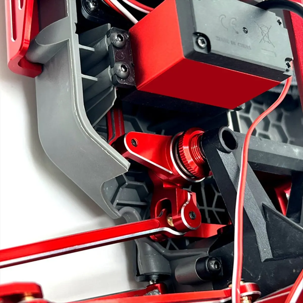 * ABDH RC Actualización de coche Componente de dirección Servo Rod Set para MJX 1/10 10208 Monster RC Car Upgrade Parts Rojo