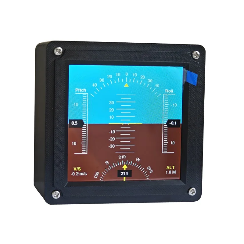 1 Stück 4-Zoll-Neigungswinkel-Anzeige, Horizontanzeige, Kursanzeige, ALT V/S-Anzeige, simuliertes Cockpit-Teil für RC-Auto- und Flugzeugmodelle