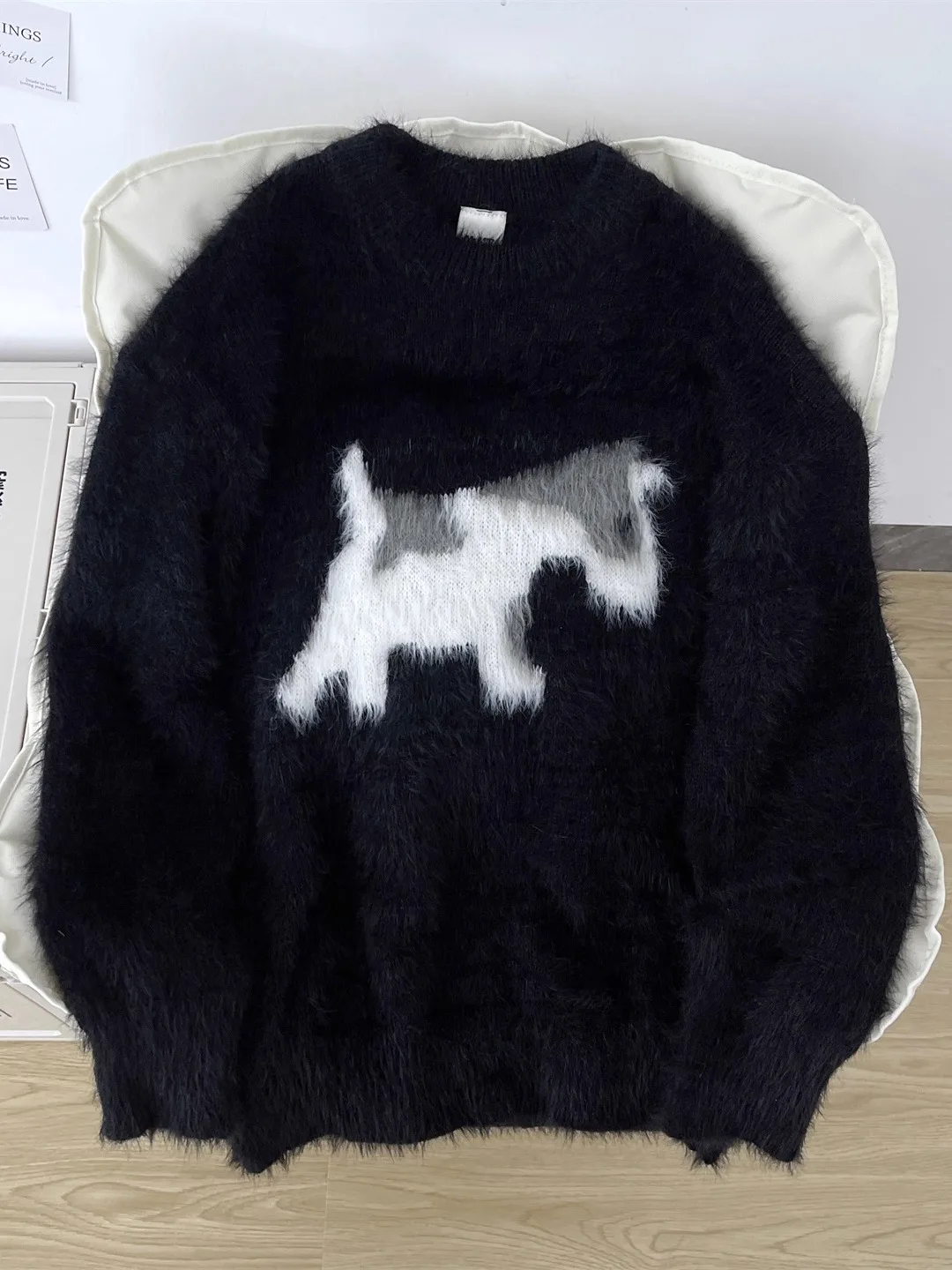 

Thiened round Ne Men's Sweater Autumn Winter Vintage Mink Knitted Warm American Sle Outerwear Long Sve Casual Wear